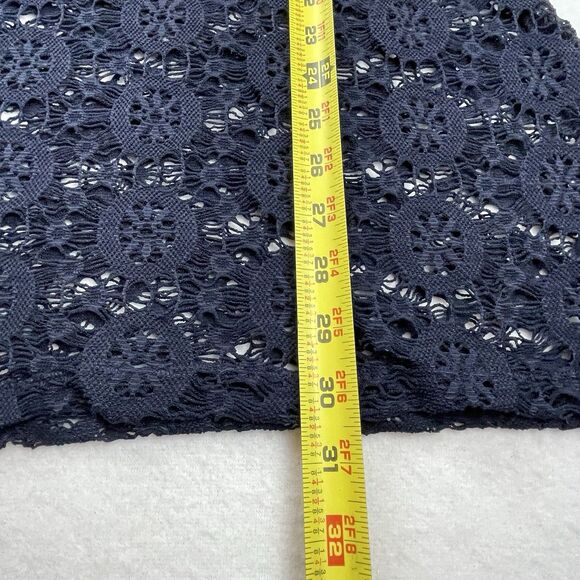 J Valdi Crochet Lace Swimsuit Coverup Tunic Sheer Navy Beach Vacation Resort-M - Picture 3 of 7